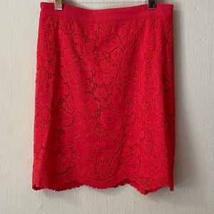 NWOT BEBE LACE A-LINE MINI SKIRT, CORAL, Sz 0.
